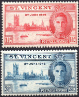 ST. VINCENT/1946/MH/SC#152-3/PEACE ISSUE / KING GEORGE VI / KGVI / PARLIAMENT BUILDING LONDON/ FULL SET - St.Vincent (...-1979)