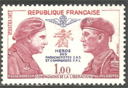 347 France Yv 1773 Bourgoin Kieffer Parachutistes Parachute Libération MNH ** Neuf SC (1773-1b) - Parachutisme