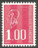 348 France Yv 1892 1.00F Rouge Marianne De Béquet  MNH ** Neuf SC (1892-1b) - 1971-1976 Marianne Van Béquet