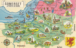 D94. Postcard. Map Of Somerset And Parts Of Avon - Sonstige & Ohne Zuordnung