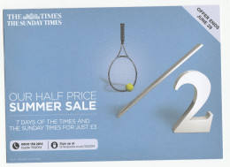 TENNIS 2014 Illus ADVERT  Sunday Times CARD  TNT Post GB Sport Newspaper Cover - Tenis