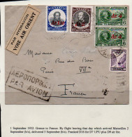 GREECE - 1932 - AIR ORIENT FLYING BOAT COVER TO FRANCE WITH BACKSTAMP  - Briefe U. Dokumente