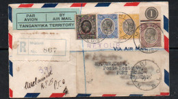 EAST AFRICA - 1932- REGISTERED AIRMAIL TO PORT BELL ATTRACTIVE FRANKING WITH BACKSTAMPS - East Africa & Uganda Protectorates