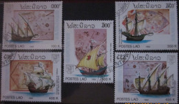 LAOS ~ 1992 ~ S.G. 1305 - 1309, ~ SHIPS. ~ VFU #03447 - Laos