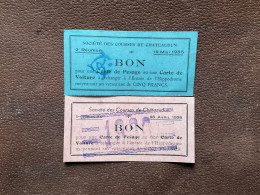 2 BONS *Carte De Voiture *Carte De Pesage SOCIÉTÉ DES COURSES DE CHATEAUDUN  *Mai 1935 *Avril 1936 - Tickets D'entrée
