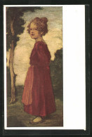 Künstler-AK Ludwig Von Zumbusch: Mädchen Im Roten Kleid  - Zumbusch, Ludwig V.