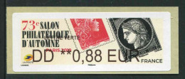 LISA De 2019 - "DD **0,88 EUR - LETTRE VERTE - 73e SALON PHILATELIQUE D'AUTOMNE - PARIS  2019" - 2010-... Illustrated Franking Labels