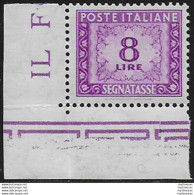 1956 Italia Segnatasse Lire 8 Lilla Af MNH Sass N. 112 - Autres & Non Classés