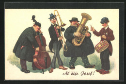 Künstler-AK Arthur Thiele Unsign.: Al Zije Josef!, Musizierende Herren Mit Instrumenten  - Thiele, Arthur