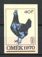 Reklamemarke Omék, Ausstellung 1970, Ansicht Eines Hahns  - Vignetten (Erinnophilie)