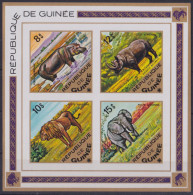 F-EX49258 GUINEA GUINEE MNH 1975 MNH HYPPO LION ELEPHANT RHINO IMPERFORATED.  - Ungebraucht