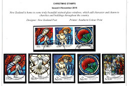 New Zealand 2015 Christmas  Stained Glass Windows Set Of 5 + Self-adhesives Used - Used Stamps