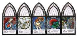 New Zealand 2015 Christmas  Stained Glass Windows  Set As Strip Of 5 Used - Oblitérés