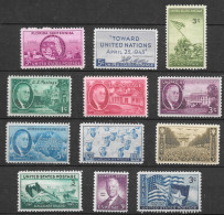 1945 Commemorative Year Set  12 Stamps, Mint Never Hinged - Unused Stamps