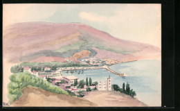 Handzeichnung Panorama Mit Bucht Und Berg  - Dibujos