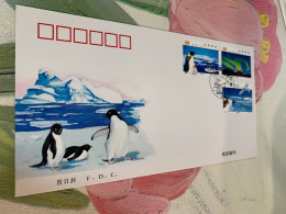 China Stamp FDC 2002 Antarctic Landscape Penguin Bird - Brieven En Documenten