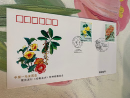 China Stamp FDC 2002 Joint Issued Malaysia Rare Flower - Cartas & Documentos