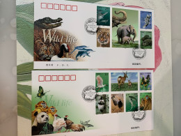 China Stamp FDC 2000 Key Wild Animals Butterfly Birds Tiger Monkey Dolphins Pandas Crocodile Elephant - Briefe U. Dokumente