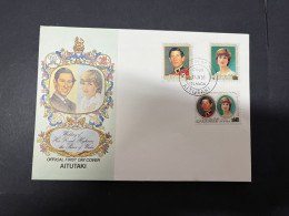 11-4-2024 (1 Z 39) 1 FDC - Aitutaki - Prince Charles (now King Charles) & Lady Diana Spencer Royal Wedding - Familles Royales