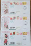 China Cover "Four Seasons Fragrance~Peach Blossoms, Peony, Camellia" (Taizhou) Postage Label First Day Actual Delivery C - Covers