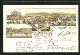 Lithographie Bayreuth, Theater, Eremitage, Teilansicht Aus Der Vogelschau  - Teatro