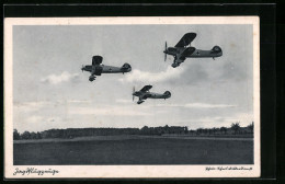 AK Jagdflugzeuge Fliegen In Formation,  Am Heck  - 1939-1945: 2ème Guerre