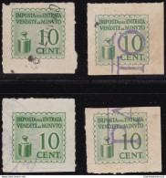 1944 Valori Fiscali IGE  10 C. Verde Giallo Usato - Otros & Sin Clasificación