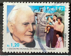 C 2043 Brazil Stamp World Pope Meeting With Families Religion 1997 Circulated 8 - Usati