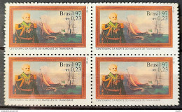 C 2025 Brazil Stamp 100 Years Marques De Tamandare Ship 1997 Block Of 4 - Used Stamps