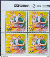 C 1997 Brazil Stamp 100 Years Olympic Games Atlanta 1996 Gymnastics Block Of 4 Vignette Correios - Neufs