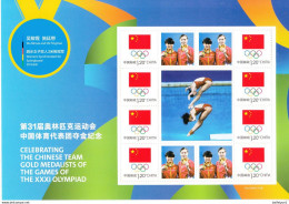 China 2016 The Chinese Team Gold Medalist Of Game Of The XXXI Olympic Game Women's Synchronized 3m Springboard  Sheet - Summer 2016: Rio De Janeiro