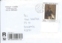 R Envelope 793 Czech Republic Bohuslav Reynek: Still Life With The Author 2013 Used In 2014 - Moderne