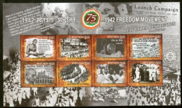 INDIA 2017 Quit India 1942 Freedom Movement Mahatma Gandhi 8v MS MINIATURE SHEET MNH P.O Fresh & Fine - Ungebraucht