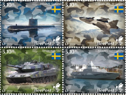 Lithuania Litauen Lituanie 2024 Baltic - NATO Sea Sweden Joins NATO Tank Submarine Warship Airplane BeePost Set MNH - Submarines