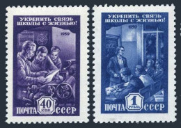 Russia 2230-2231 Two Sets, MNH. Mi 2263-2264. Connection School-Life, 1959. - Neufs