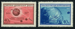 Russia 2187-2188, MNH. Mi 2219-2220. Luna 1, Launched 01.02.1959. Globe, Route. - Neufs