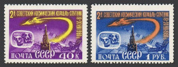 Russia 2383-2384, MNH. Michel 2390-2391. Sputnik 5, Dogs, 1960. - Nuevos