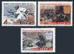 Russia 2512-2514, MNH. Defense Of Moscow, Brest, Odessa, 20th Ann. 1961. - Neufs
