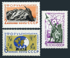 Russia 2503-2505,MNH.Michel 2506,2539,2543. Youth Forum,1961.Tank,Rocket,Globe. - Neufs