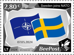 Lithuania Litauen Lituanie 2024 Baltic - NATO Sea Sweden Joins NATO BeePost Stamp MNH - Lituania