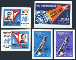 Russia 2627-2631 Imperf,MNH. Vostok 3,4: Nikolayev,Popovich. Space Monument 1962 - Neufs