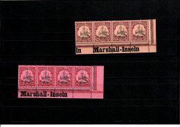 2x Marschall-Inseln, Eckrand Mit Inschrift, 4er Streifen - Isole Marshall