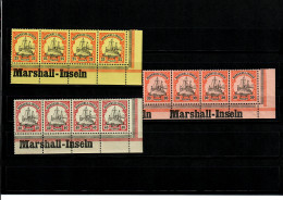 3x Marschall-Inseln, Eckrand Mit Inschrift, 4er Streifen - Marshall Islands