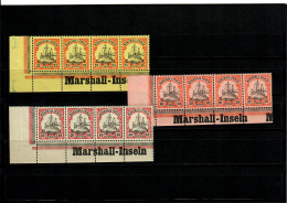 3x Marschall-Inseln Postfrisch, Eckrand Mit Inschrift, 4er Streifen - Isole Marshall