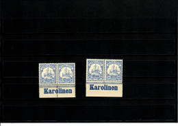 Deutsche Kolonien: 2x Karolinen, Unterrand Mit Inschrift - Caroline Islands