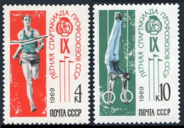 Russia 3629-3630,3631,MNH.Mi 3656-3657,Bl.57. Trade Union Spartakist Games,1969. - Ungebraucht