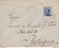 1919 LIBIA, N° 7  25 Cent. Azzurro Isolato Su Lettera VIAGGIATA PER BOLOGNA - Libya