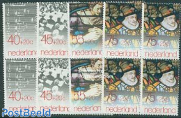 Netherlands 1979 Summer Welfare 4v Blocks Of 4 [+], Mint NH, Performance Art - Music - Staves - Art - Stained Glass An.. - Neufs