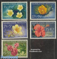 Netherlands Antilles 1955 Child Welfare, Flowers 5v, Unused (hinged), Nature - Cacti - Flowers & Plants - Sukkulenten