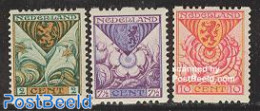 Netherlands 1925 Child Welfare 3v Syncopatic Perf., Unused (hinged), History - Nature - Coat Of Arms - Flowers & Plant.. - Nuovi
